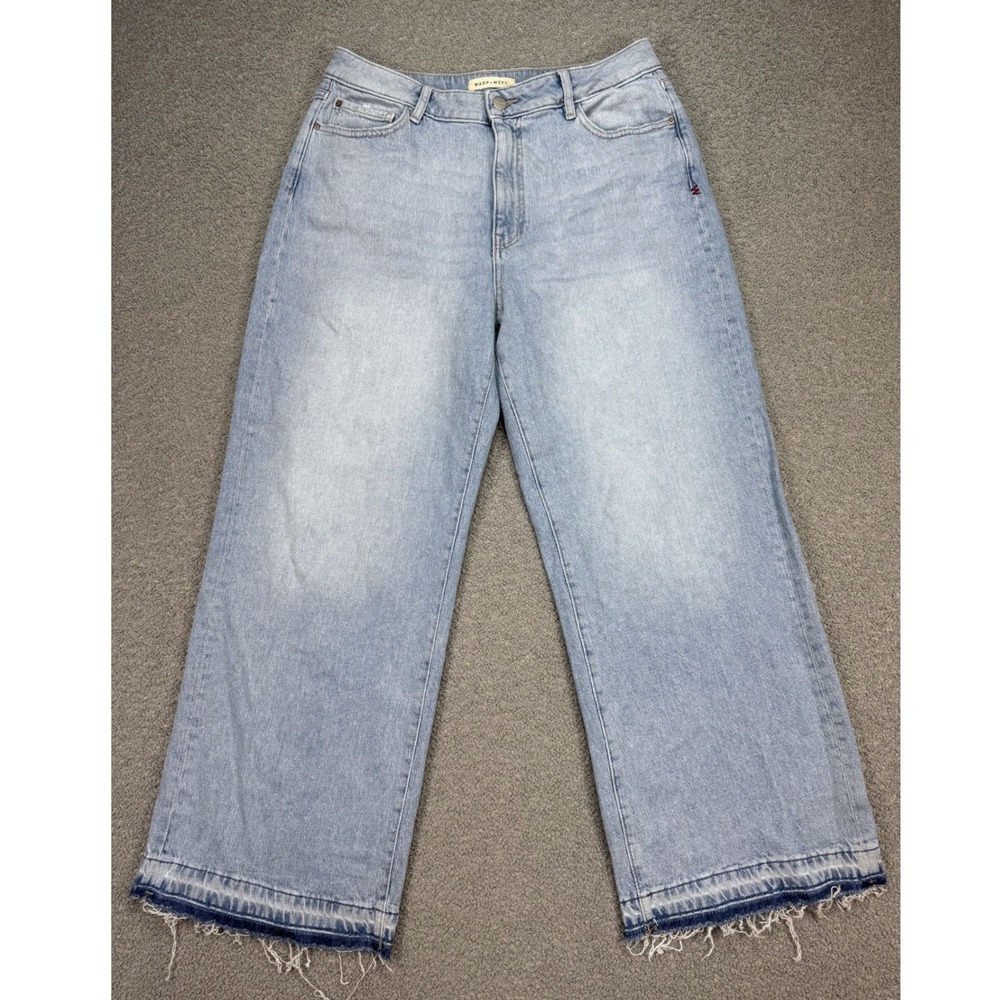 Warp + Weft Baggy Jeans Women's 14 Blue Light Wash High Rise Incheon Cropped